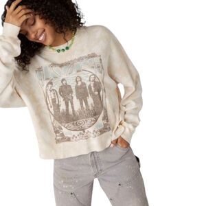 Free People The Doors Cropped‎ Thermal Band Tee Sand sz 1X Daydreamer NWT